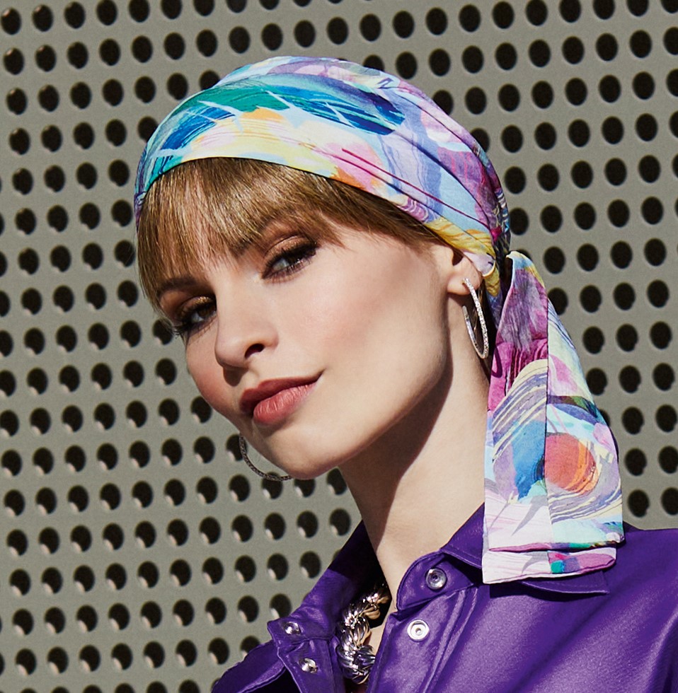 Madrid Printed ocean V Turban imprimé quipeut se nouer dans la nuque